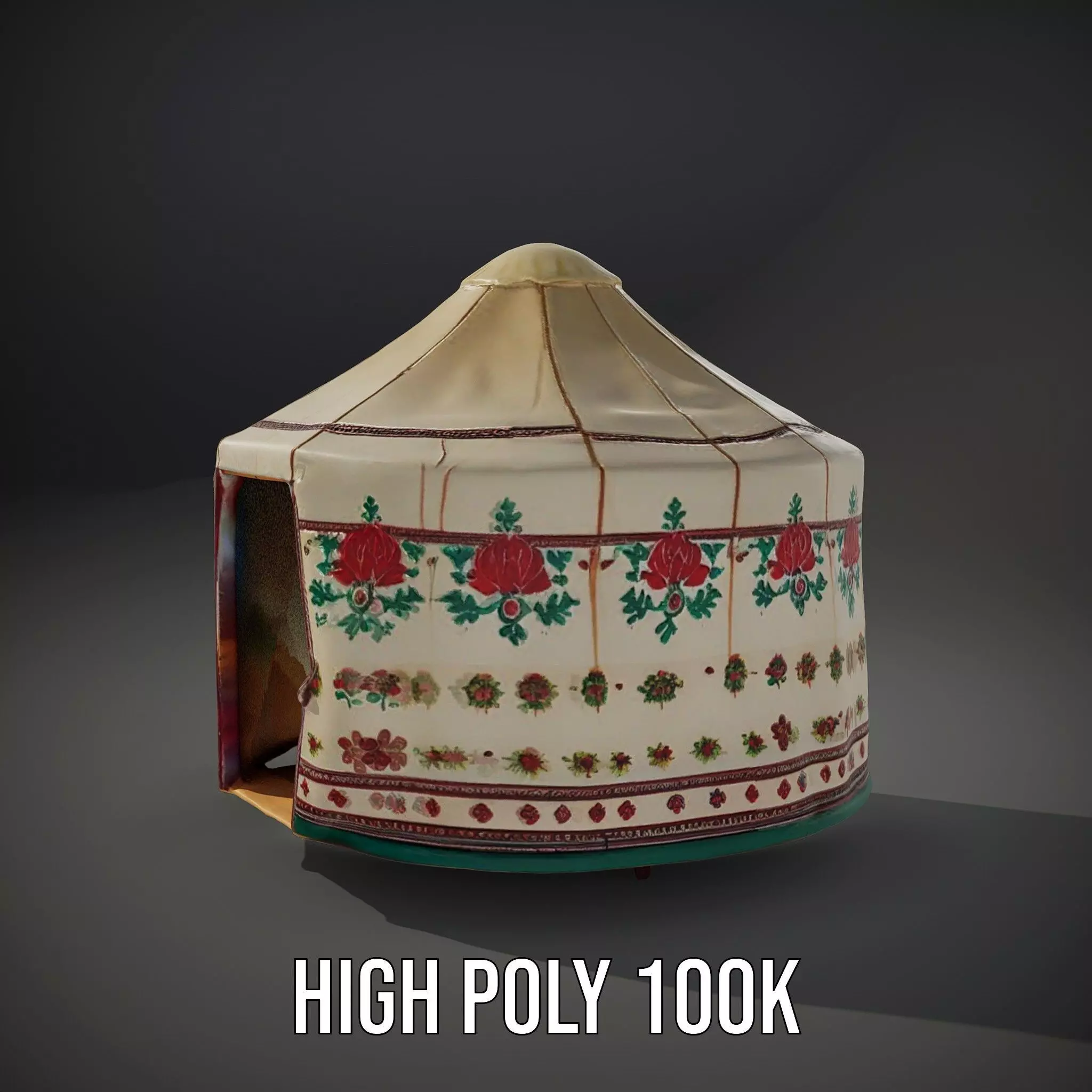 Embroidered Yurt model pack Low-poly 3D model_9