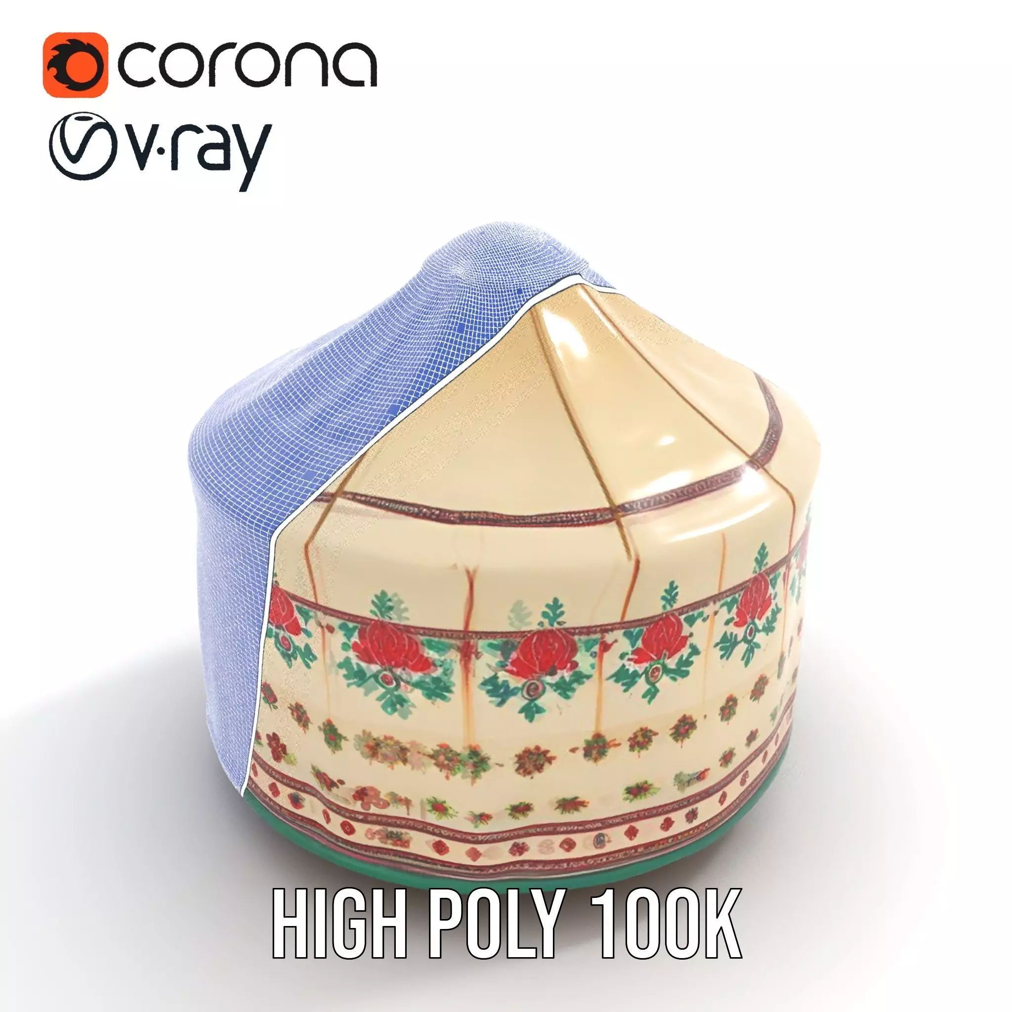 Embroidered Yurt model pack Low-poly 3D model_24