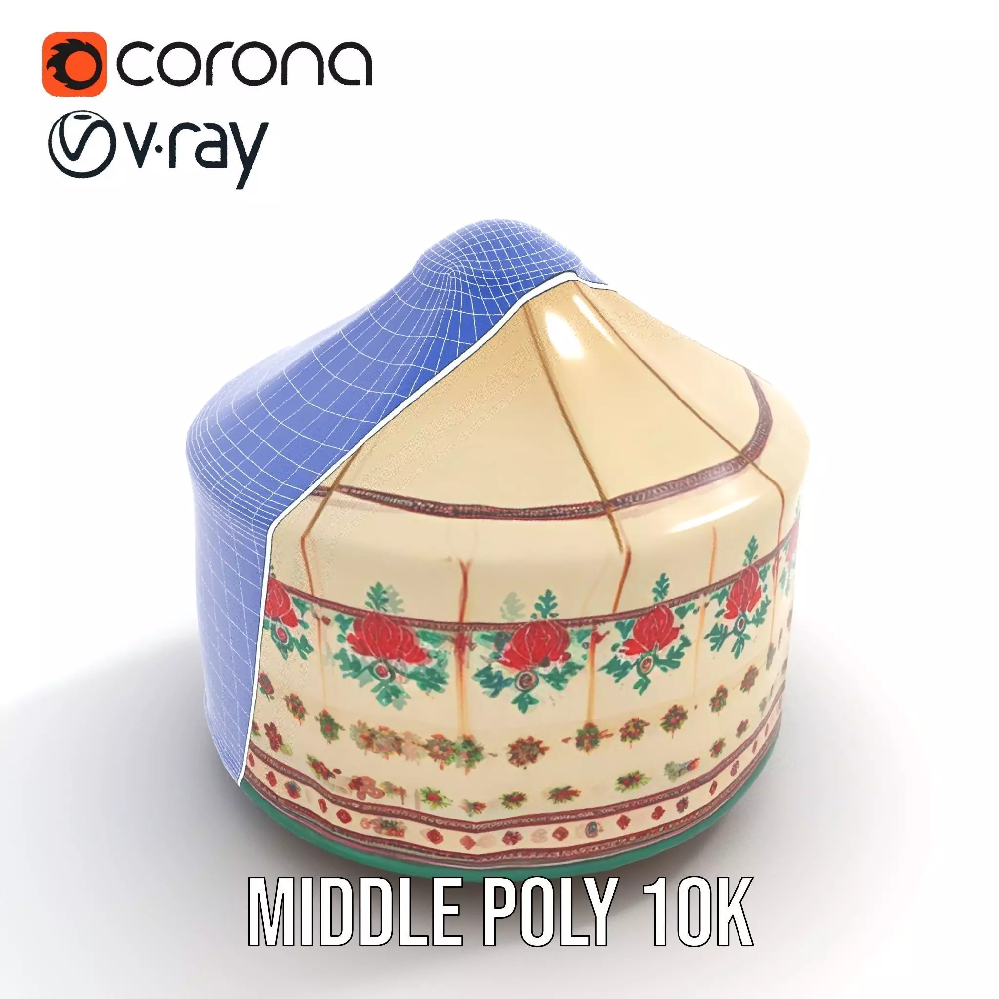 Embroidered Yurt model pack Low-poly 3D model_7