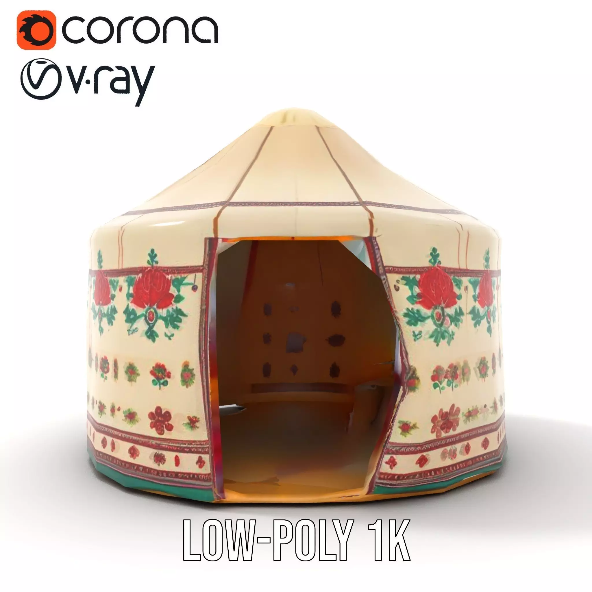 Embroidered Yurt model pack Low-poly 3D model_23
