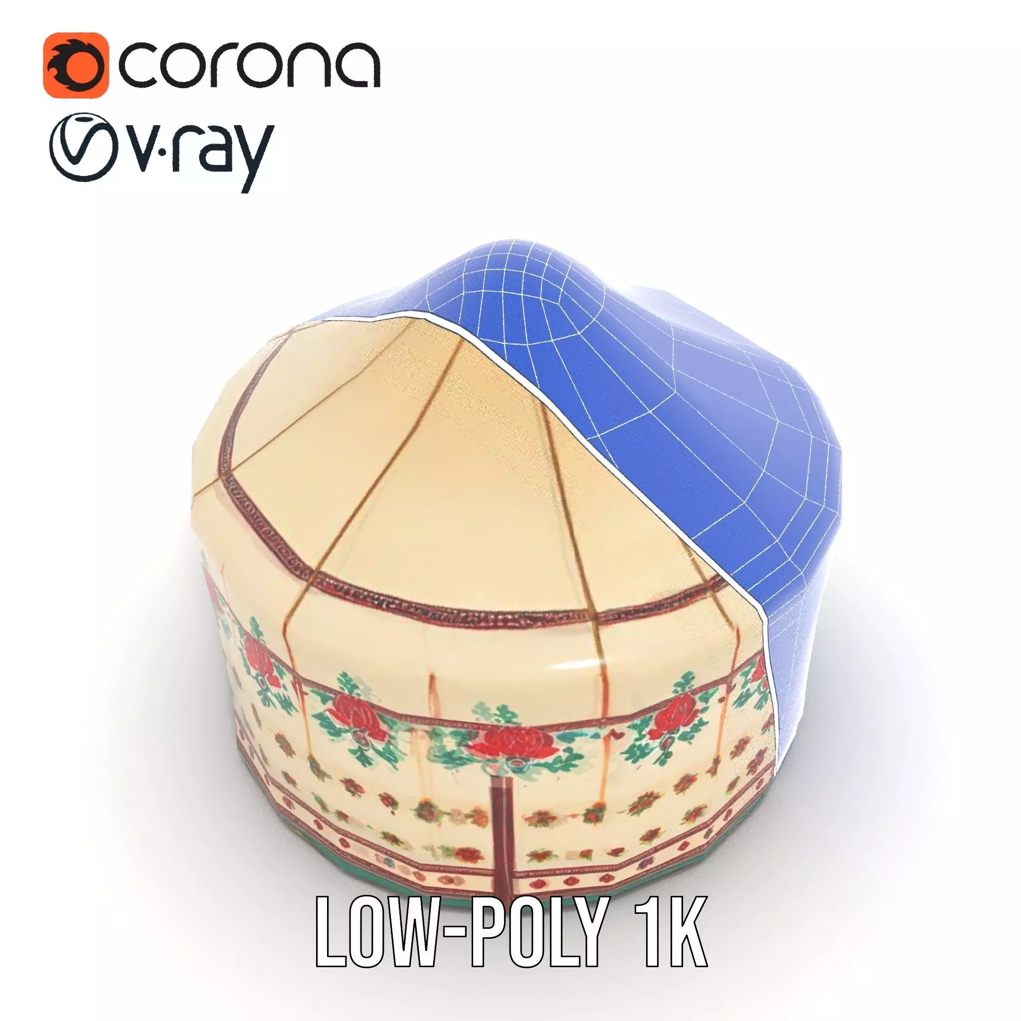 Embroidered Yurt model pack Low-poly 3D model_32