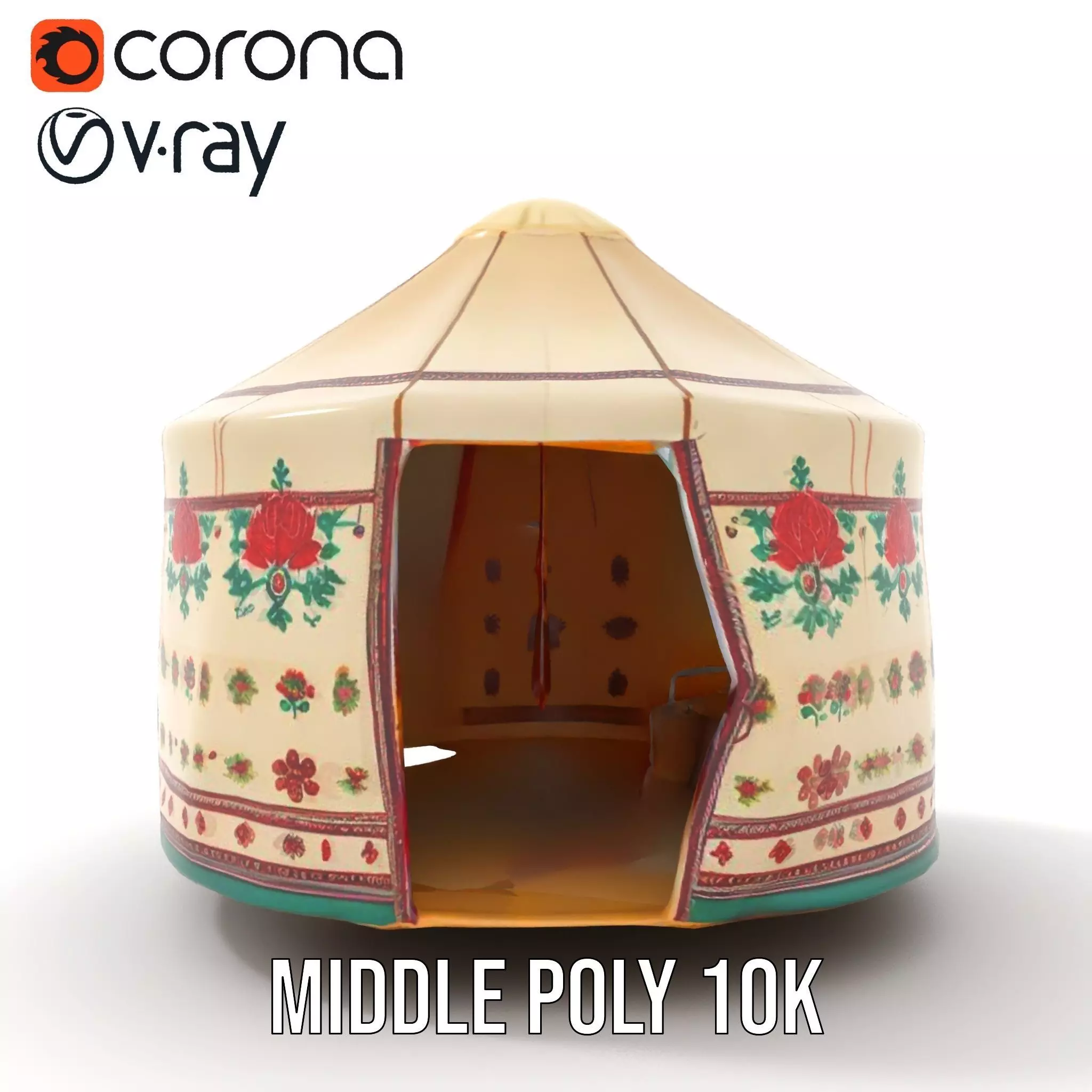 Embroidered Yurt model pack Low-poly 3D model_14