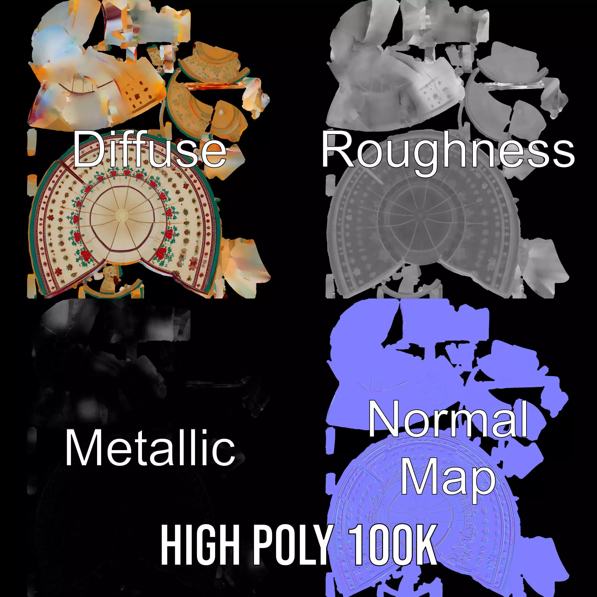 Embroidered Yurt model pack Low-poly 3D model_4