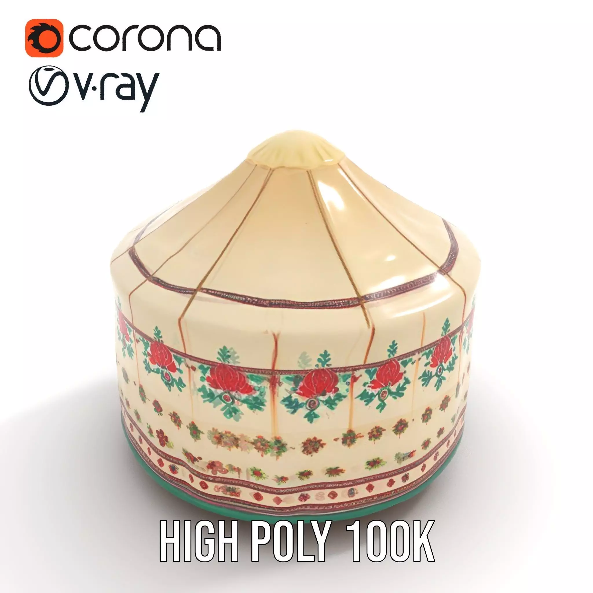 Embroidered Yurt model pack Low-poly 3D model_16