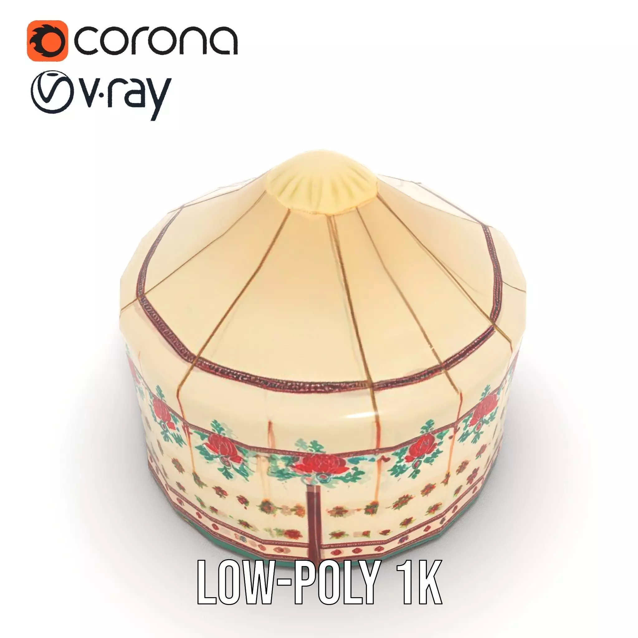 Embroidered Yurt model pack Low-poly 3D model_8