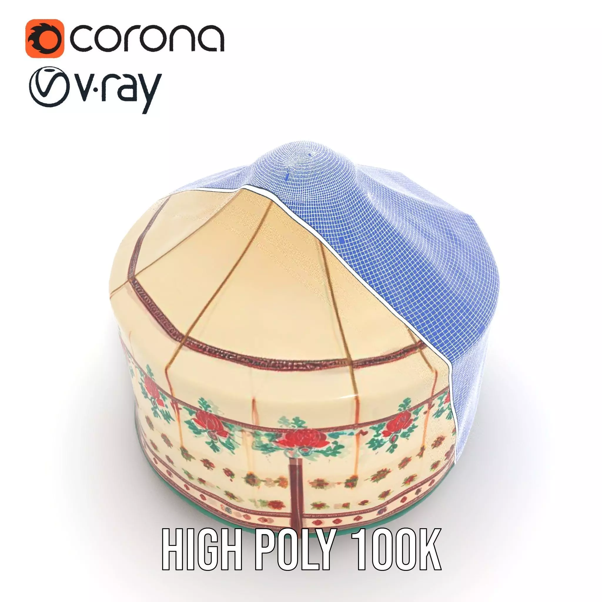 Embroidered Yurt model pack Low-poly 3D model_33