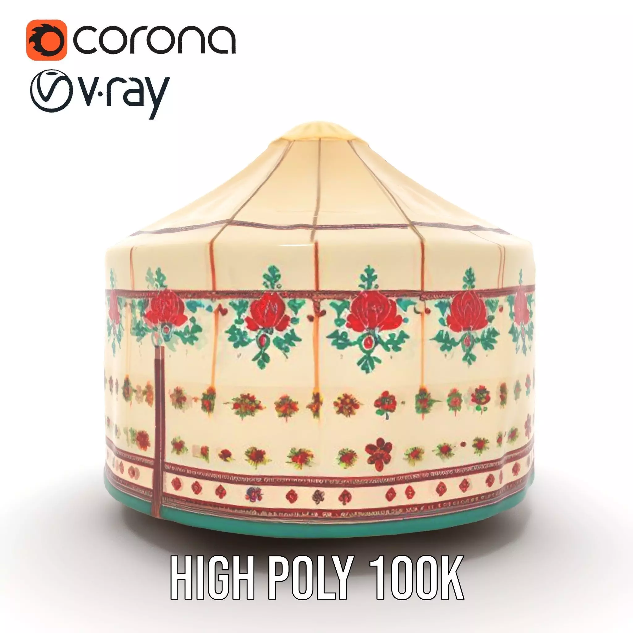 Embroidered Yurt model pack Low-poly 3D model_34