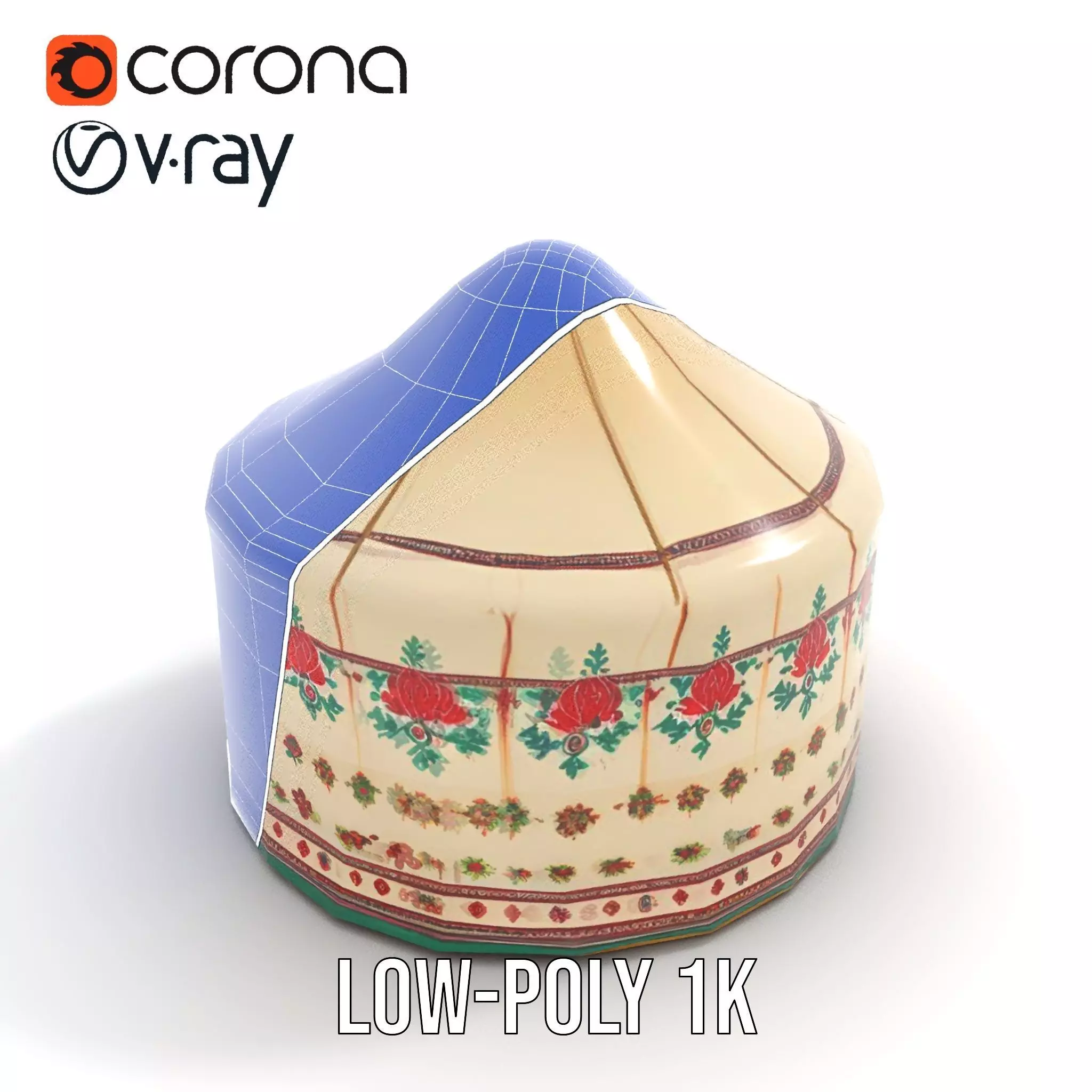 Embroidered Yurt model pack Low-poly 3D model_20