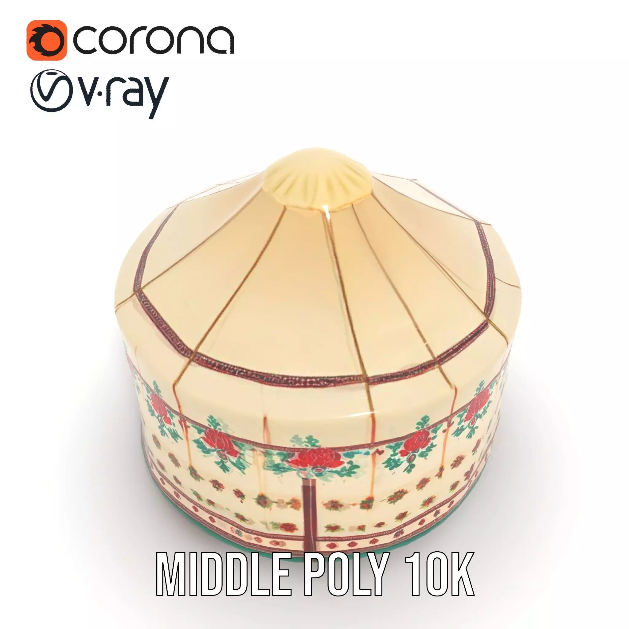 Embroidered Yurt model pack Low-poly 3D model_12