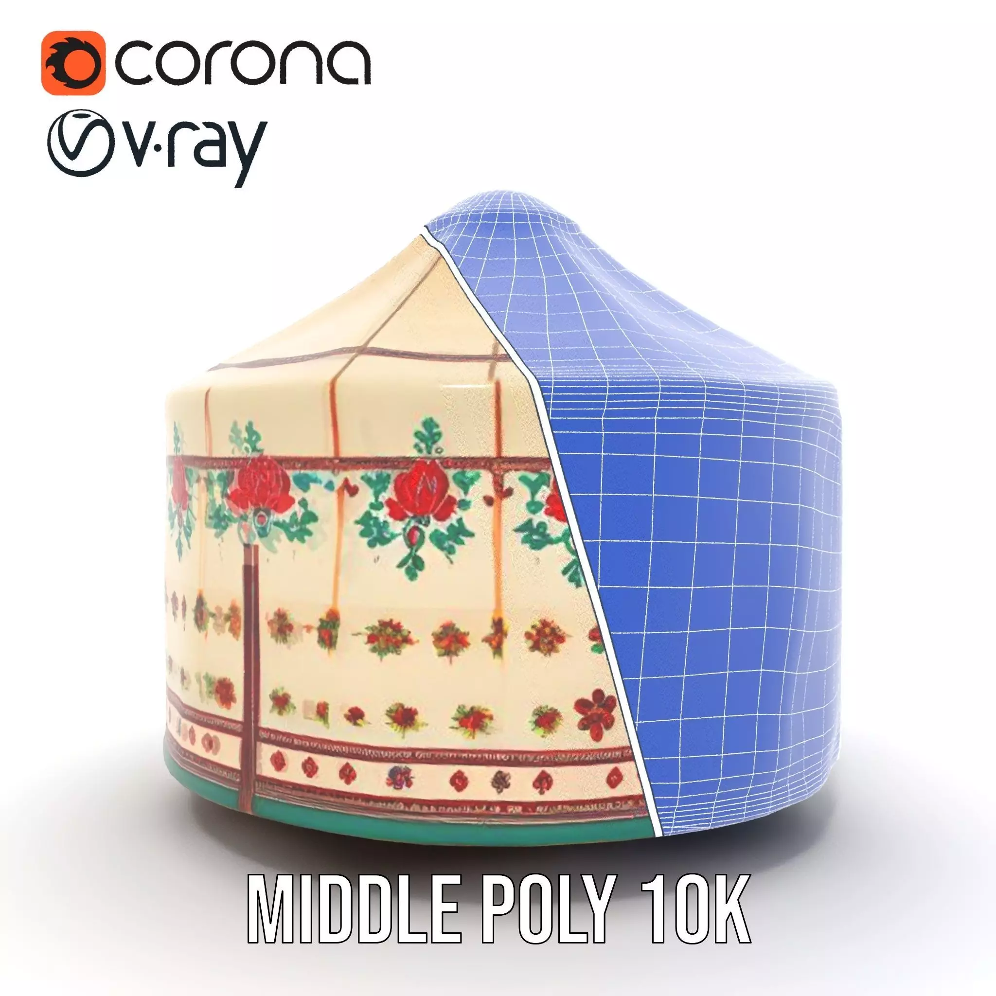 Embroidered Yurt model pack Low-poly 3D model_28