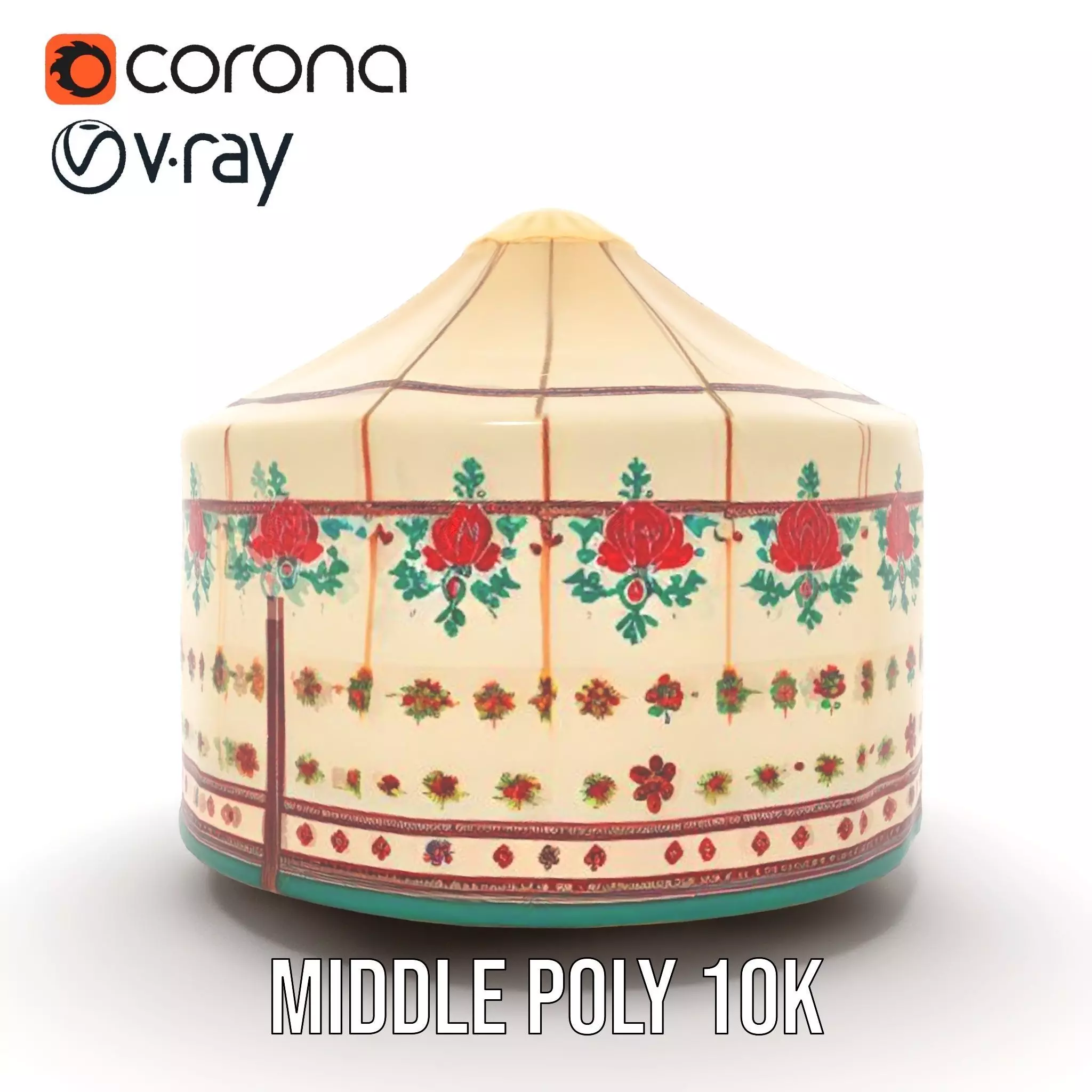 Embroidered Yurt model pack Low-poly 3D model_17