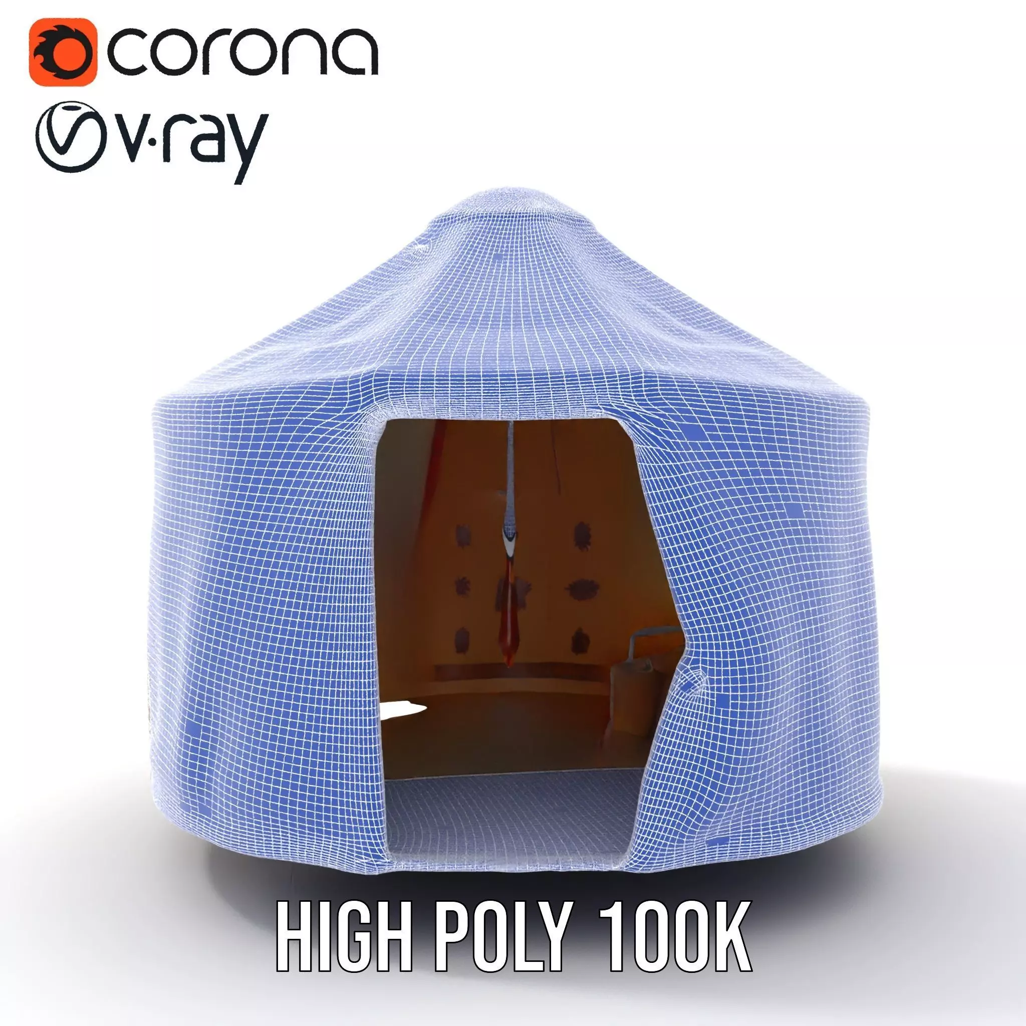 Embroidered Yurt model pack Low-poly 3D model_30