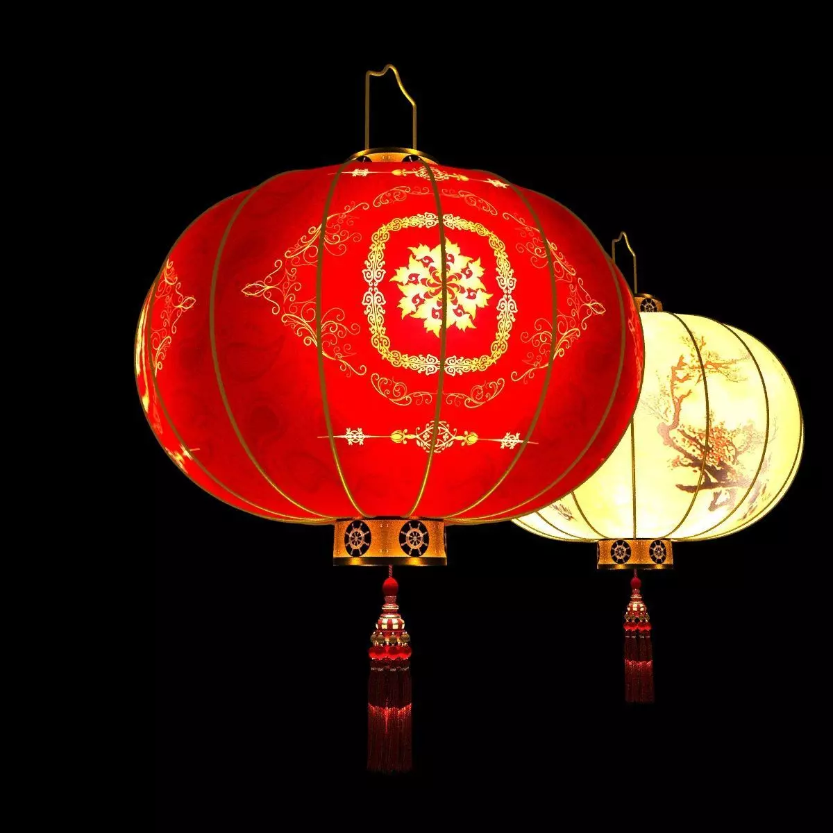 Chinese red lantern Low-poly 3D model_23