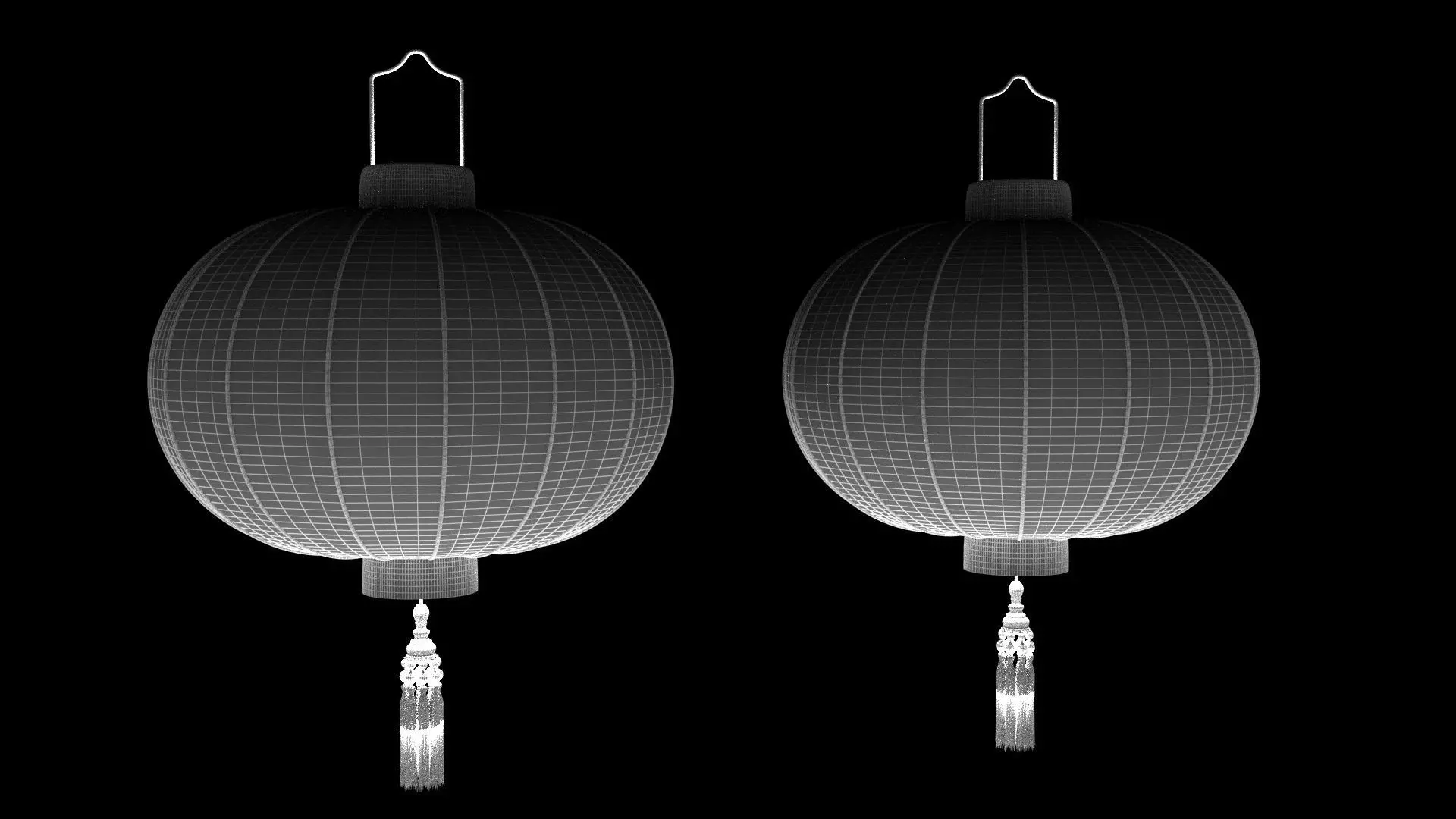 Chinese red lantern Low-poly 3D model_9