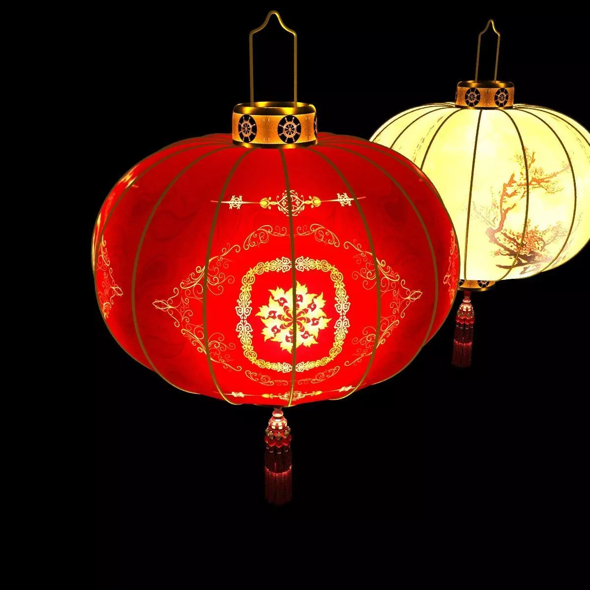 Chinese red lantern Low-poly 3D model_8