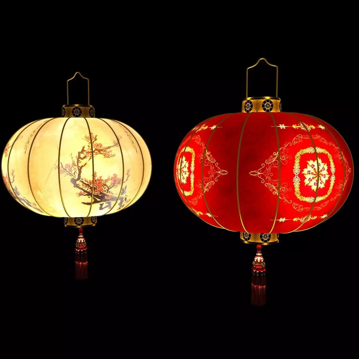 Chinese red lantern Low-poly 3D model_22
