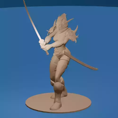 Female Elf Katana Warrior With and Without a Helmet