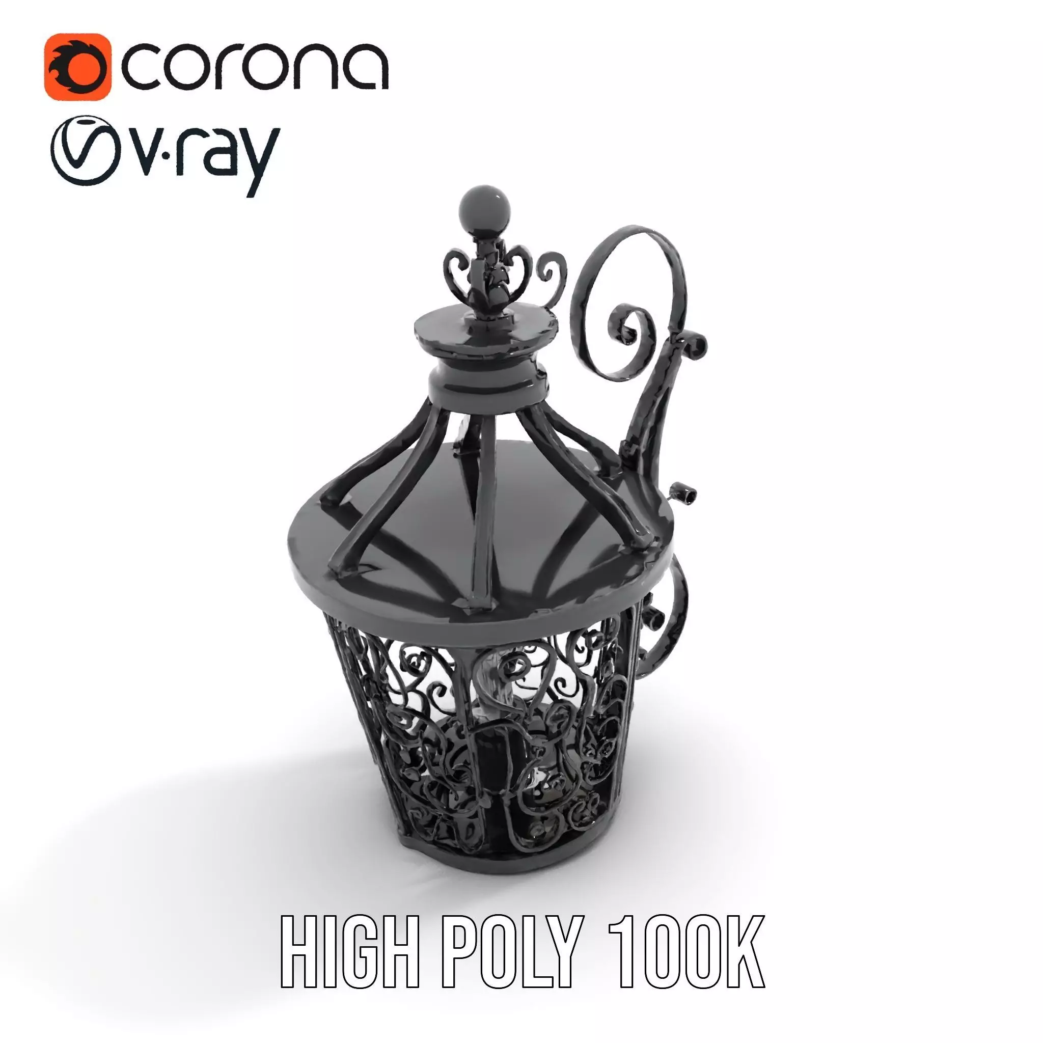 Ornate Iron Lantern model pack Low-poly 3D model_15