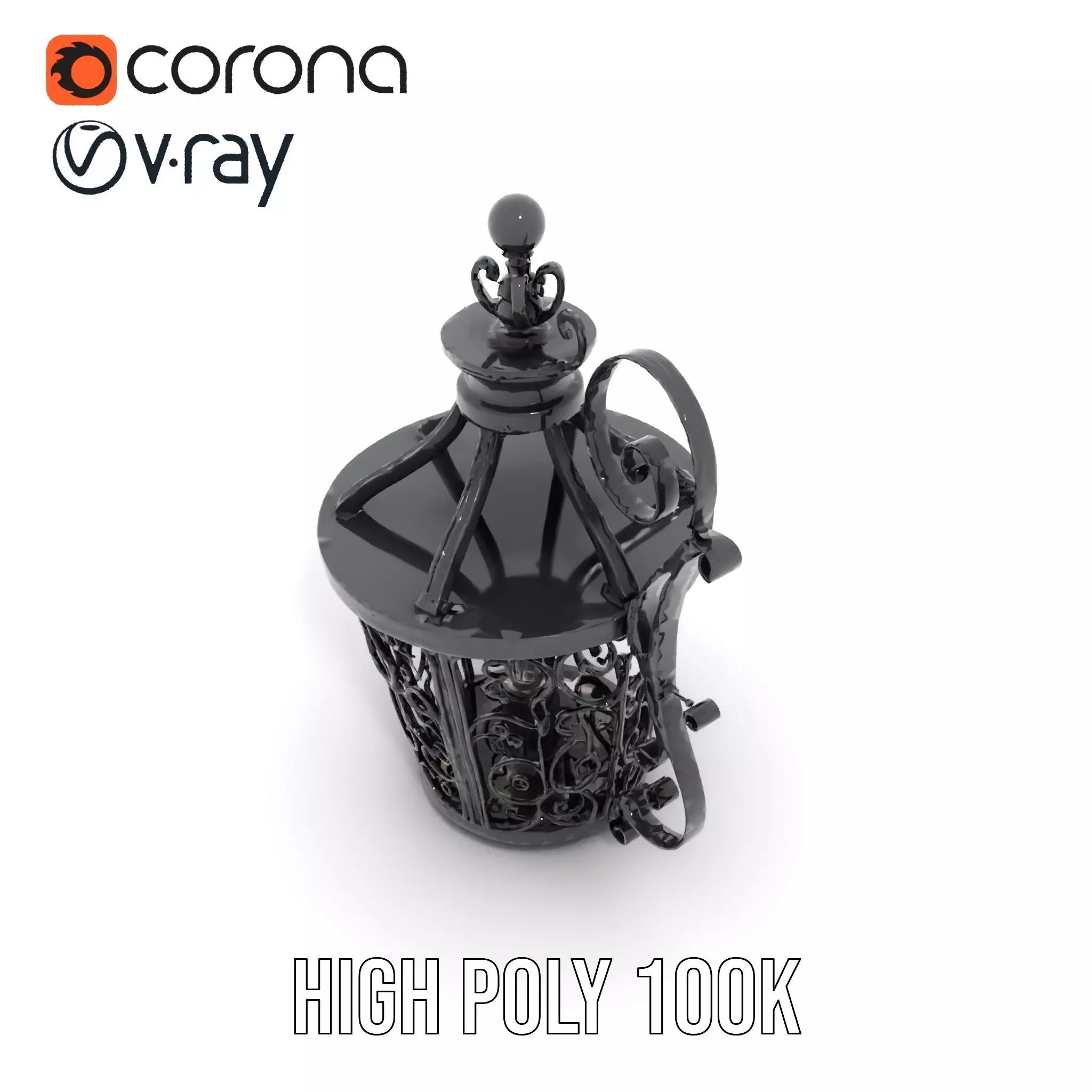 Ornate Iron Lantern model pack Low-poly 3D model_26