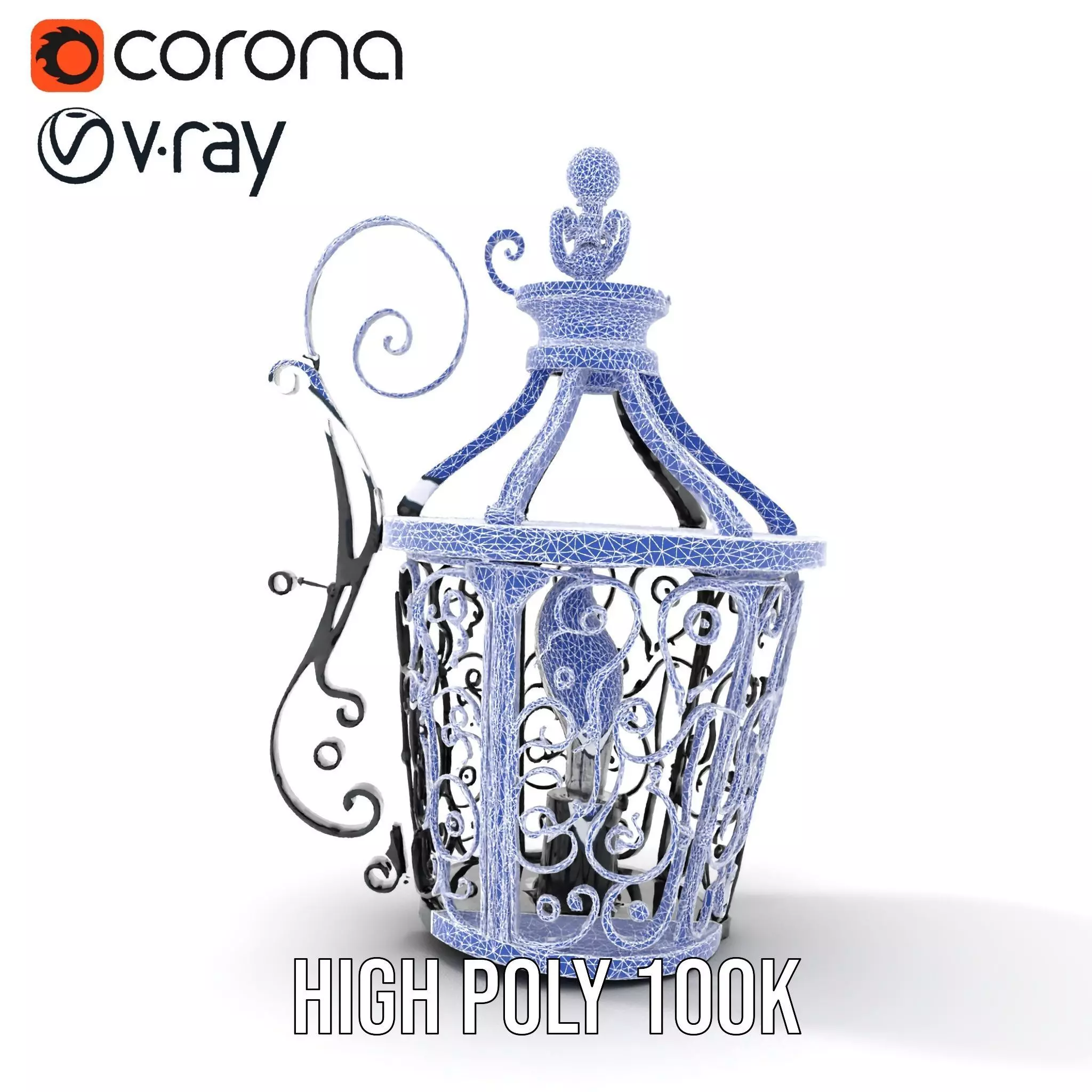 Ornate Iron Lantern model pack Low-poly 3D model_30