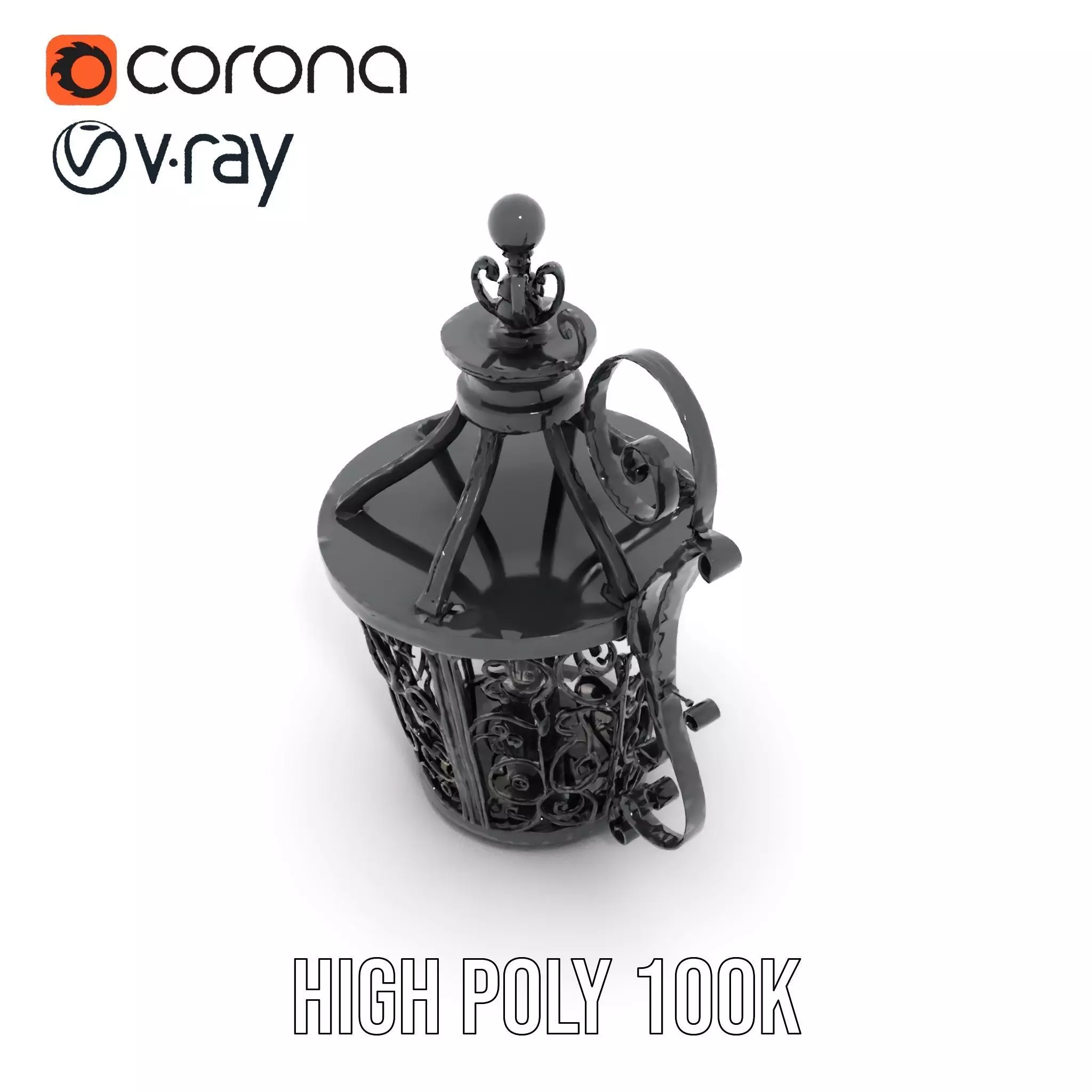 Ornate Iron Lantern model pack Low-poly 3D model_10
