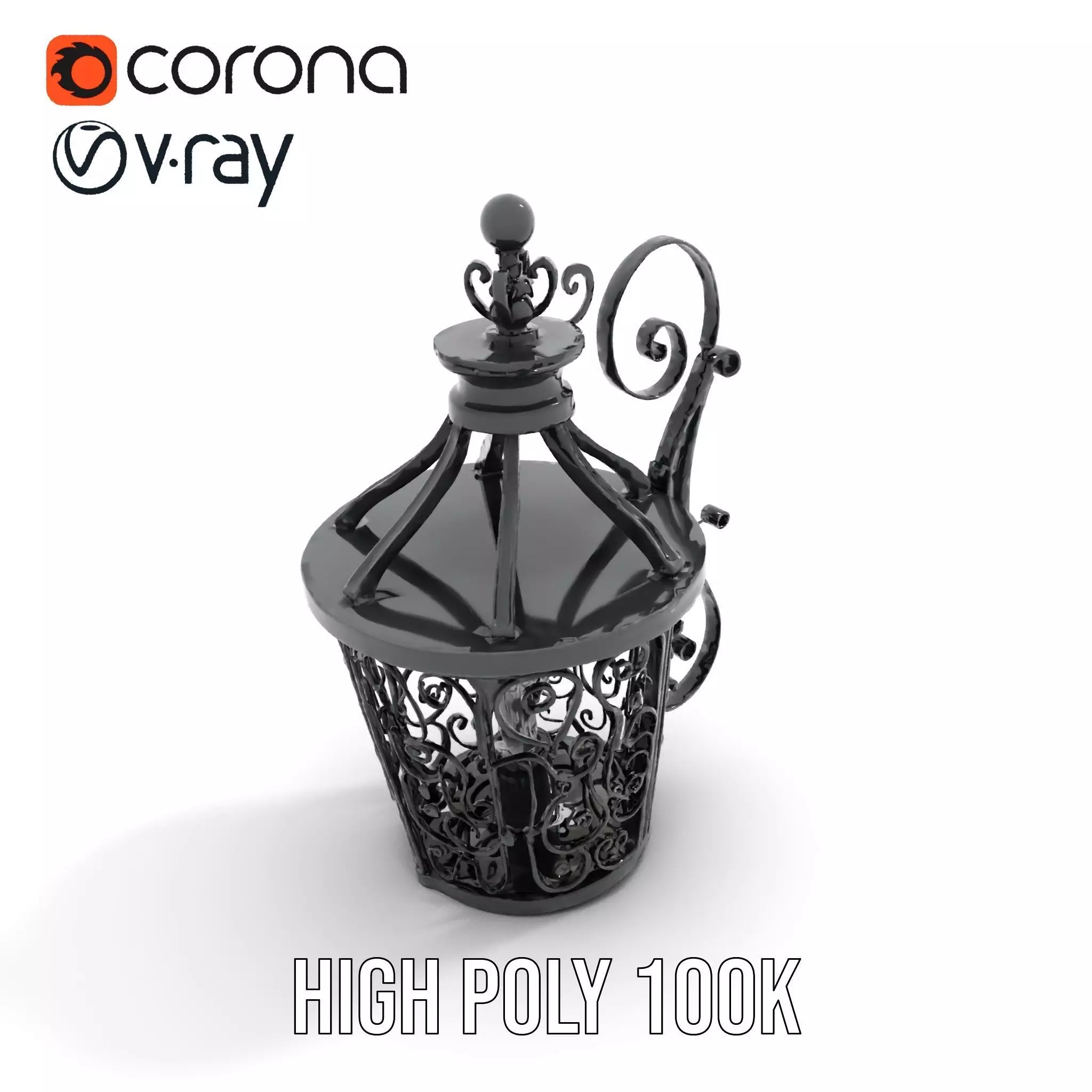 Ornate Iron Lantern model pack Low-poly 3D model_29