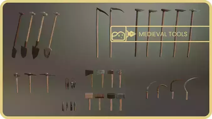 Medieval Tools 3D Asset Pack Low-poly 3D model