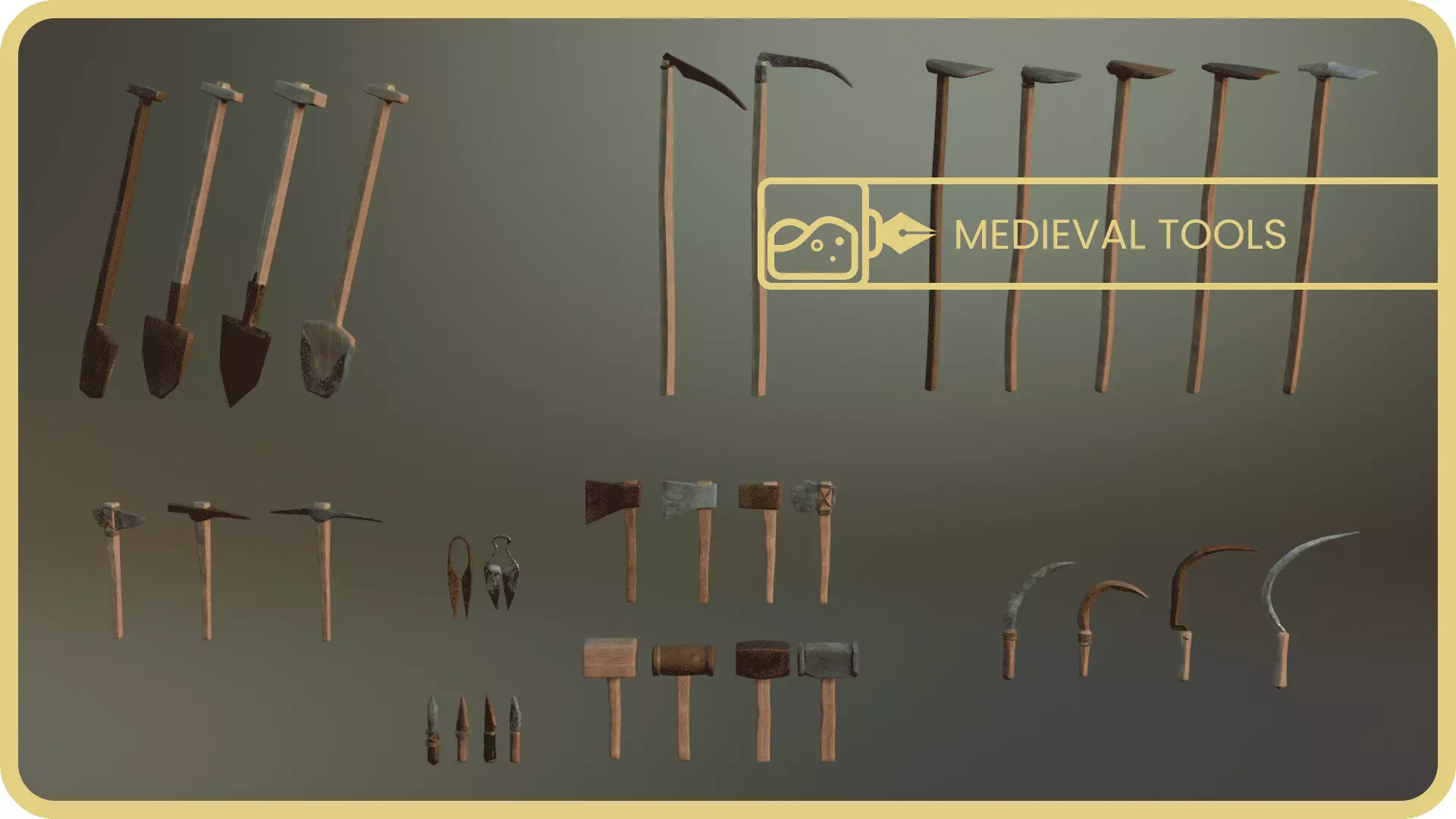 Medieval Tools 3D Asset Pack Low-poly 3D model