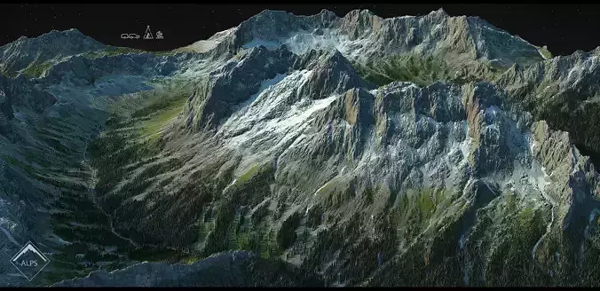 Italian Alps World machine mesh