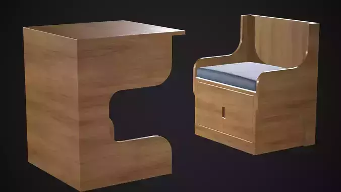 Modern Wooden Foldable Desk and Chair Set