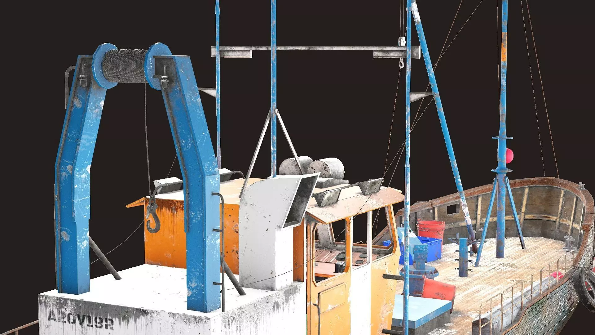 Old Fishing Boat Low Poly 3D Model Low-poly 3D model_4