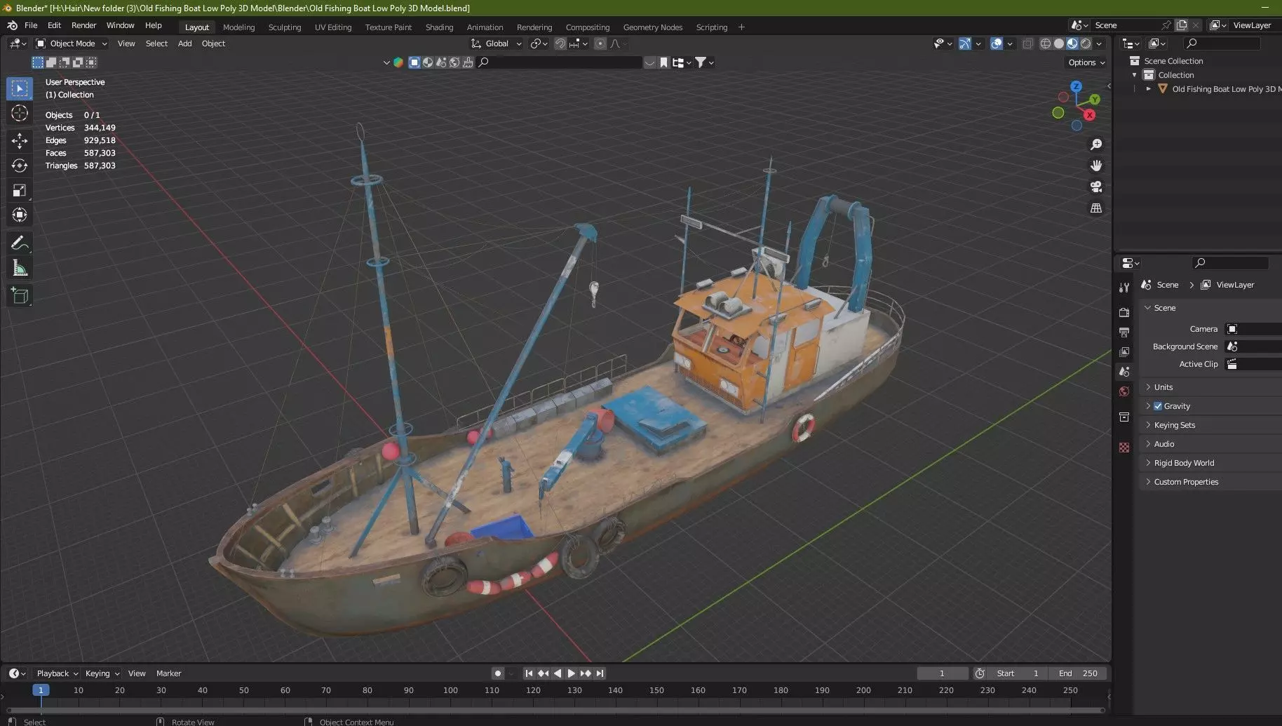 Old Fishing Boat Low Poly 3D Model Low-poly 3D model_17