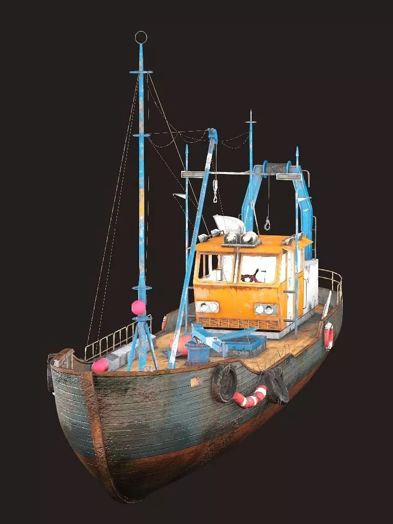 Old Fishing Boat Low Poly 3D Model Low-poly 3D model_8