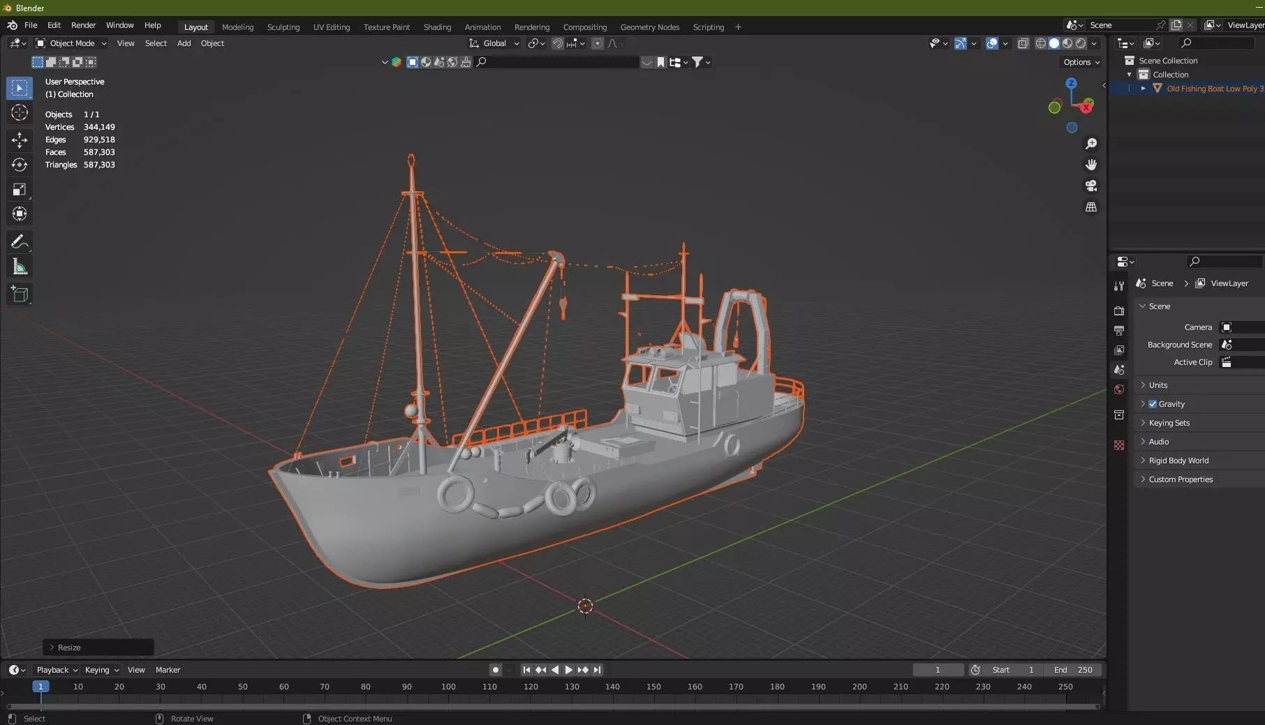 Old Fishing Boat Low Poly 3D Model Low-poly 3D model_15