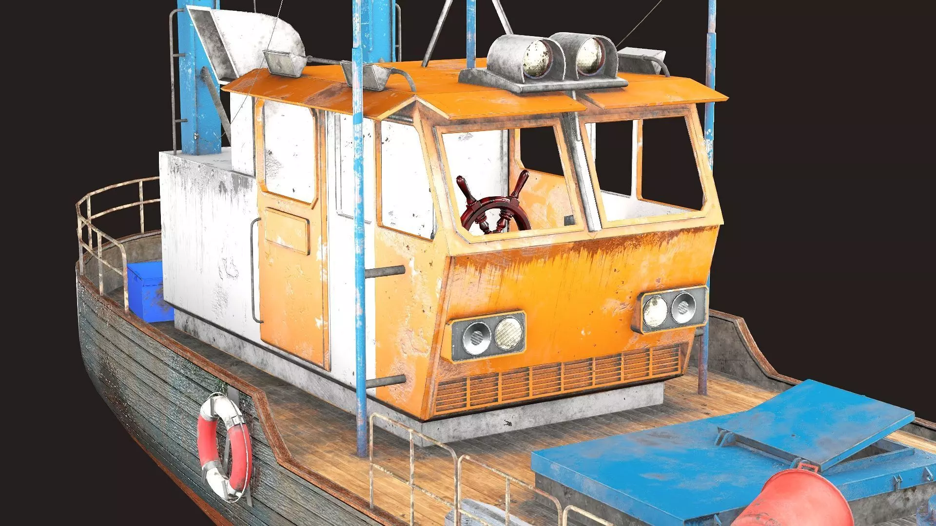 Old Fishing Boat Low Poly 3D Model Low-poly 3D model_6