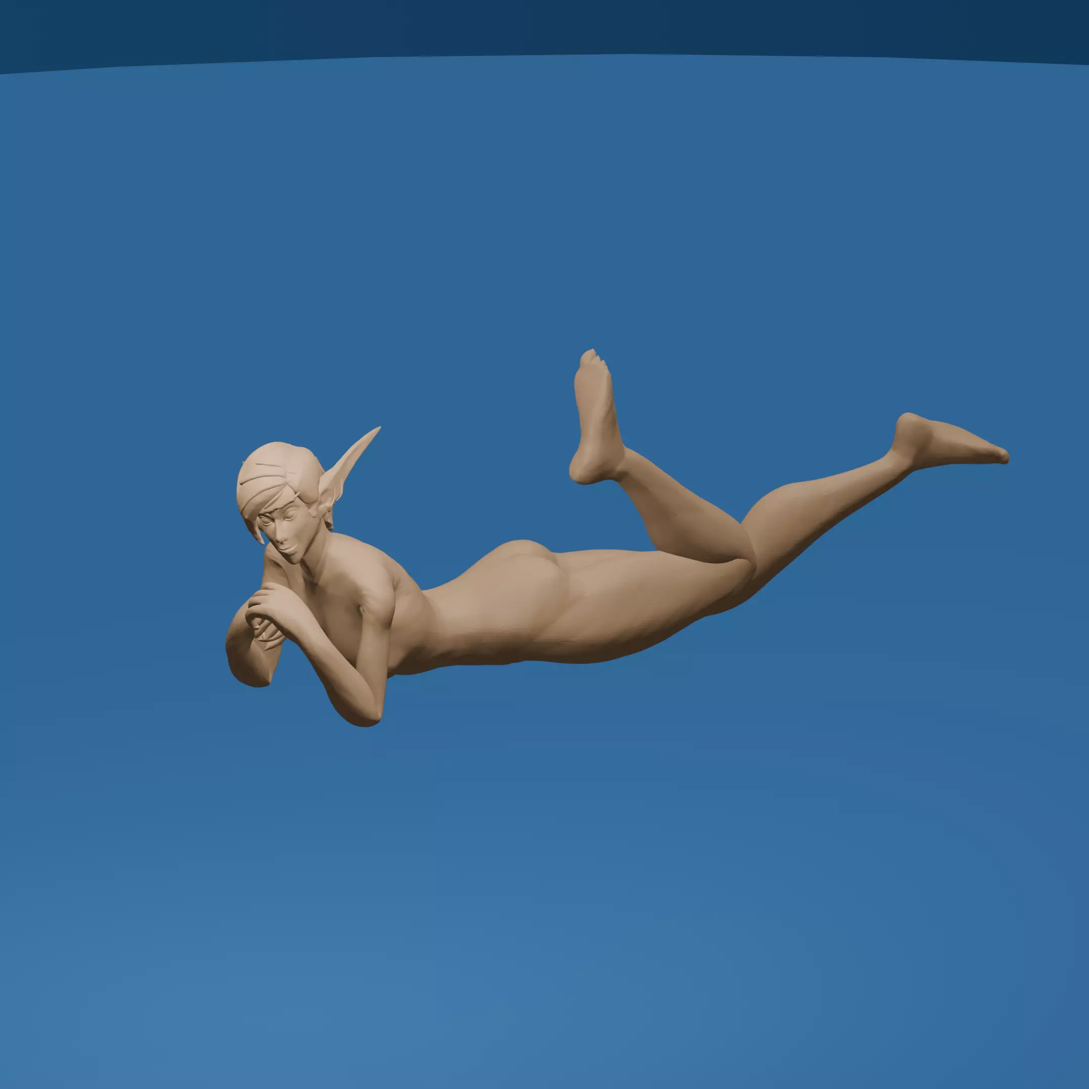 Beautiful Elf Woman Lying Down Fantasy 3D Model 3D print model