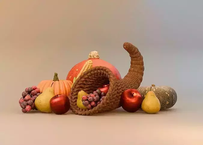 Cornucopia Horn of Abundance Miniature 3D Models 