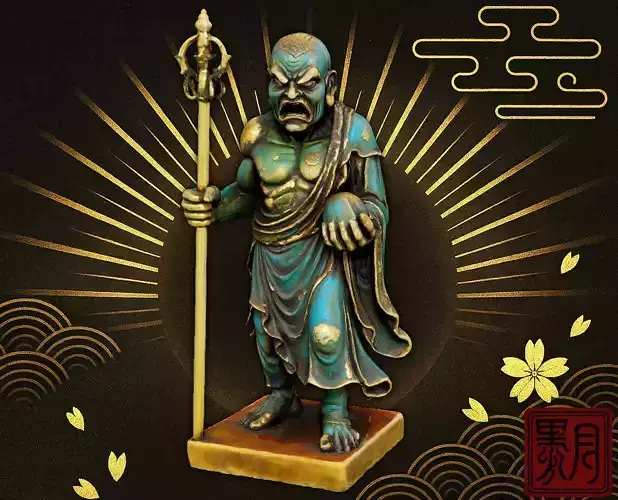 Japanese Angry Jizo - Buddhist Guardian Statue