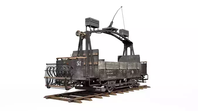 Old Tram Repair Low-poly 3D model