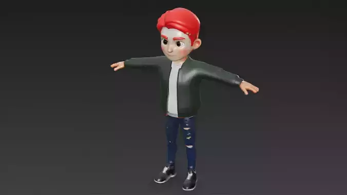 Cartoon Korean Style Boy 3D Model Rigged Character