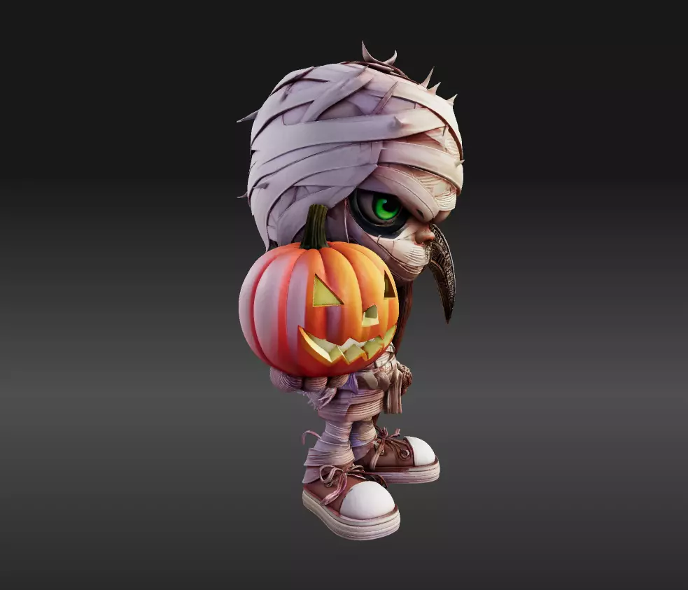 Chibi Mummy Child Figure STL File Halloween Decoration 3D print model_11