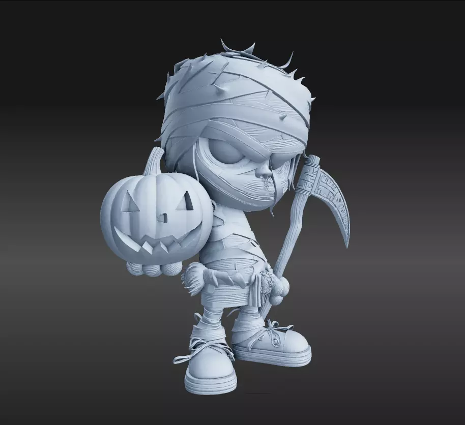 Chibi Mummy Child Figure STL File Halloween Decoration 3D print model_2
