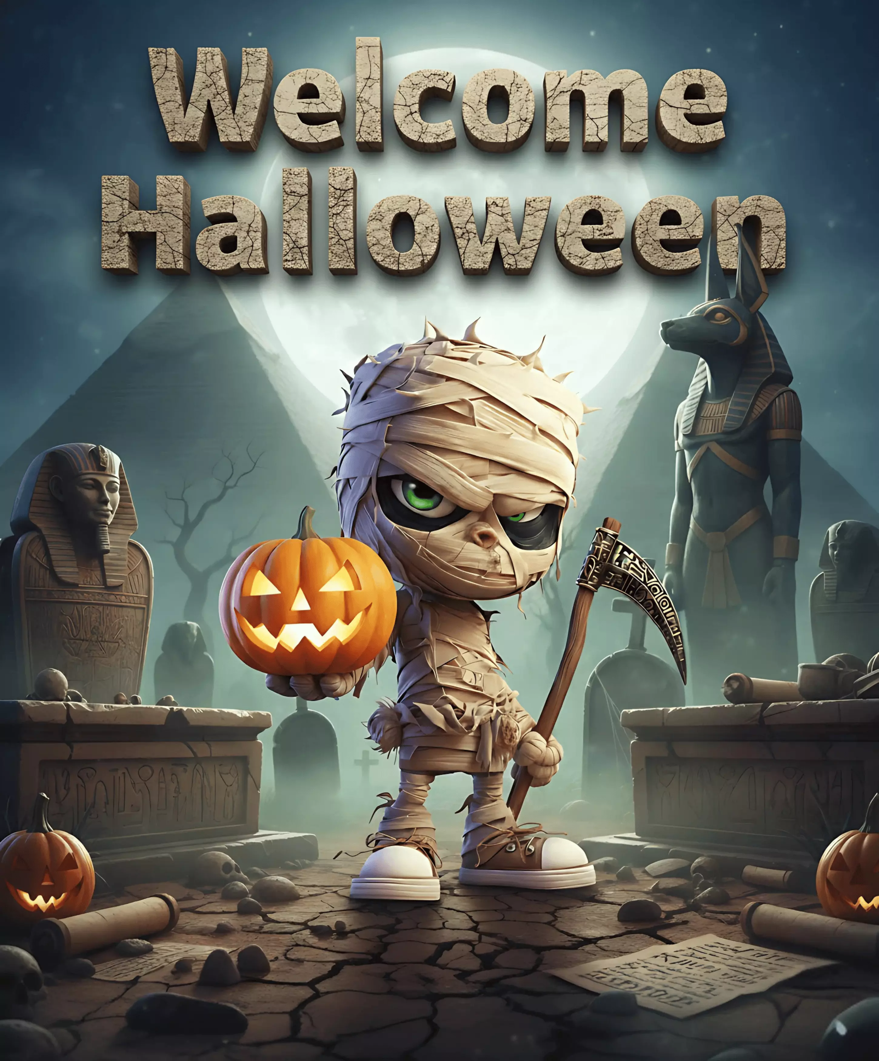 Chibi Mummy Child Figure STL File Halloween Decoration 3D print model_14