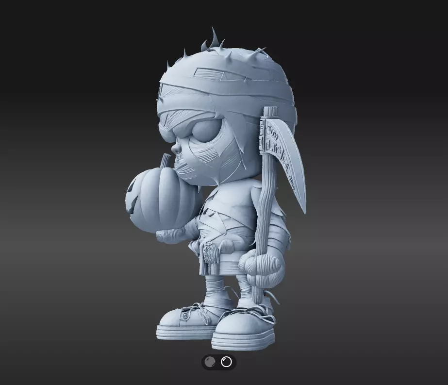 Chibi Mummy Child Figure STL File Halloween Decoration 3D print model_12