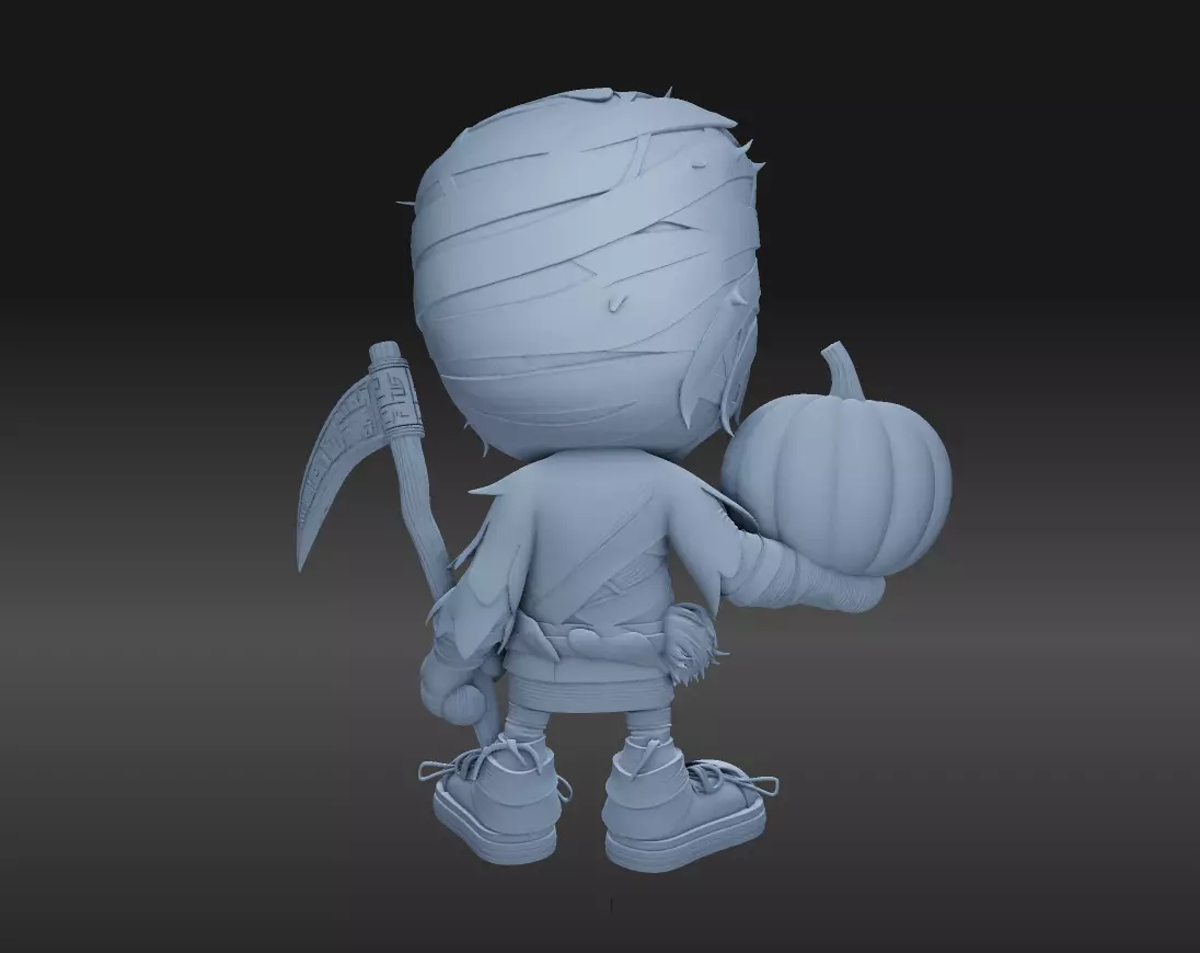 Chibi Mummy Child Figure STL File Halloween Decoration 3D print model_13