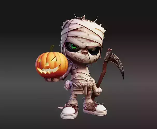 Chibi Mummy Child Figure STL File  Halloween Decoration