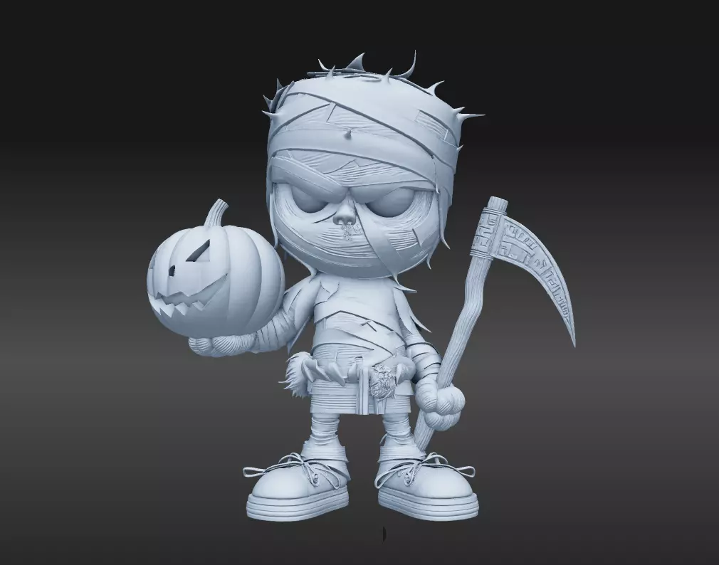 Chibi Mummy Child Figure STL File Halloween Decoration 3D print model_1