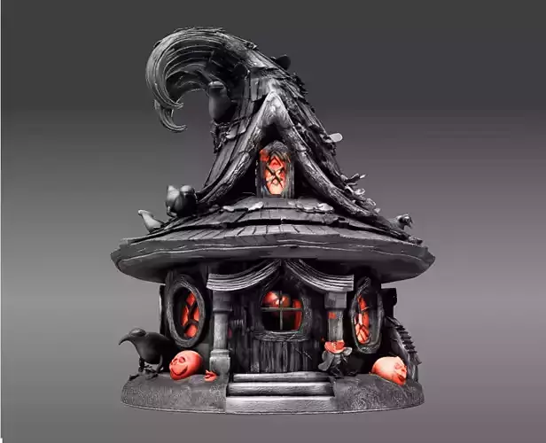 Witch Fairy House Cottage 3D STL Print File 