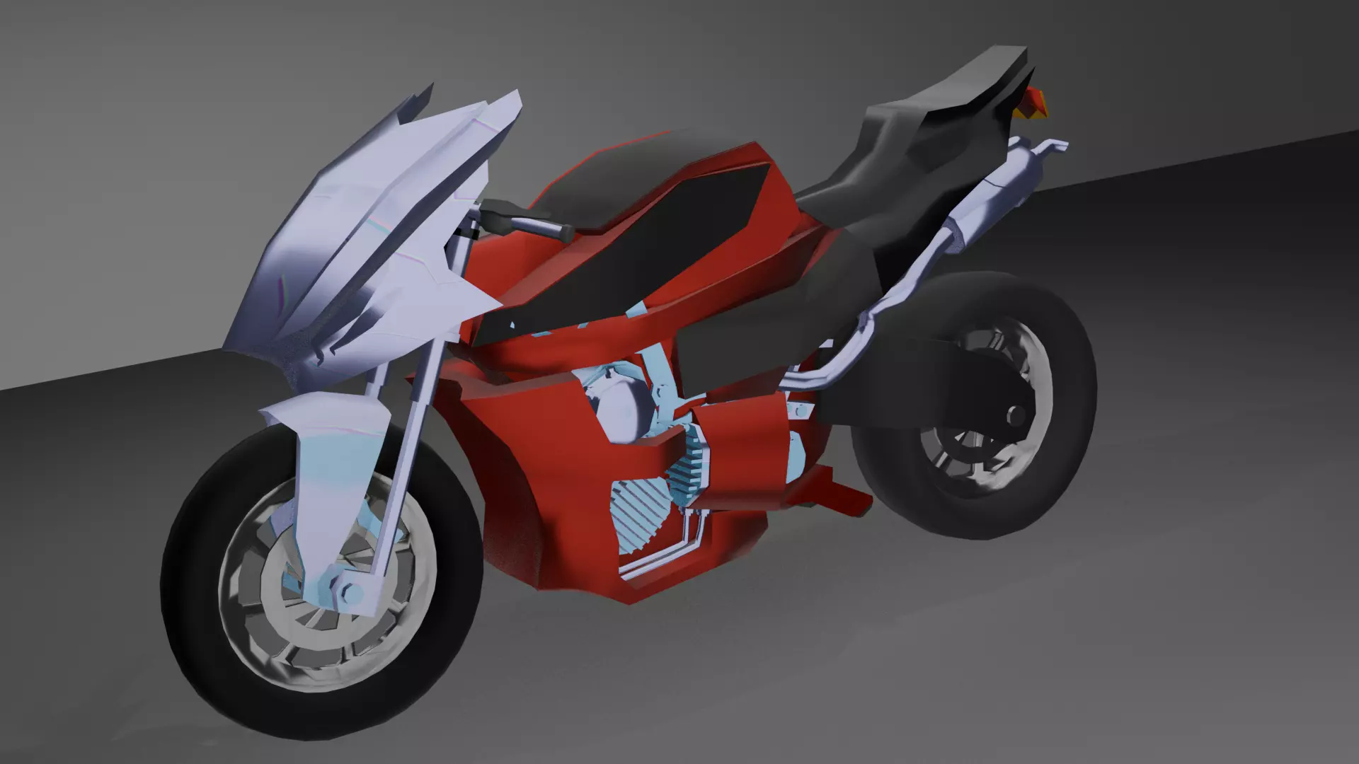 Low Poly and Mid Poly Sport Motorcycle 3D Model Game Ready Asset Free low-poly 3D model_3