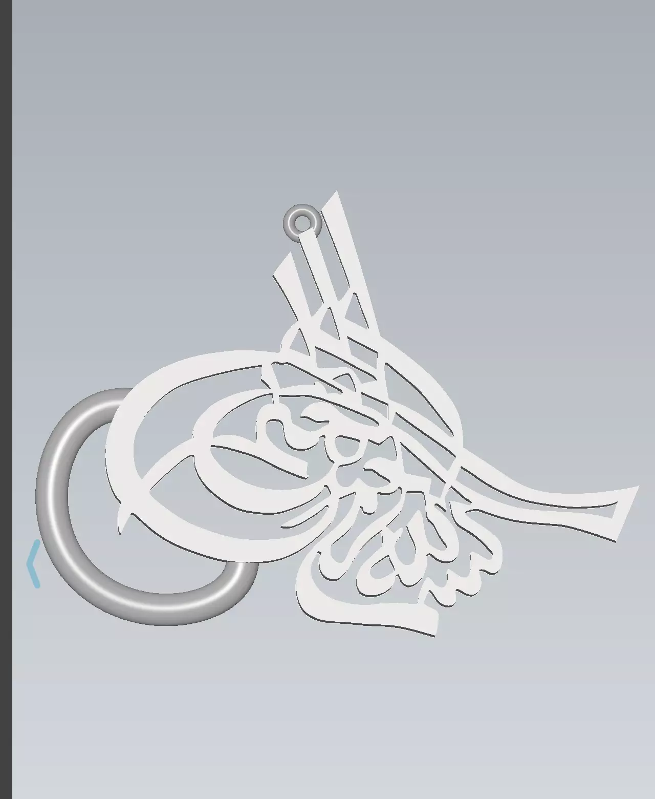 Pendant rose gold necklace with arabic calligraphy design 3D print model_0